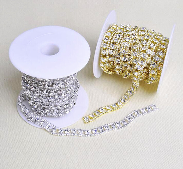 Free shippment!crystal glass rhinestone applique chain,wedding dress decorative rhinestone trim 5yards/lot