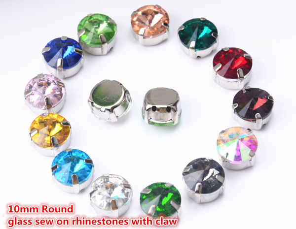 Free shipping 40pcs/lot 10MM Rivoli Crystal Fancy Stone With Claw Setting Round Sewing Crystal beads DIY decoration