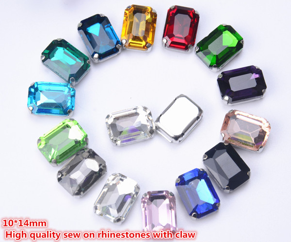 free shippment 10*14mm rectangle 35pcs/lot High Quality sew-on Glass Crystal Buttons For diy sewing Wedding Dress Accessories