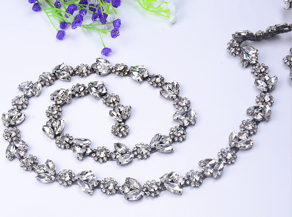 1 yards gun color chain, high quality plum drill chain clothing Horse Eye Shape Rhinestone Cup Chain All-match DIY Accessories