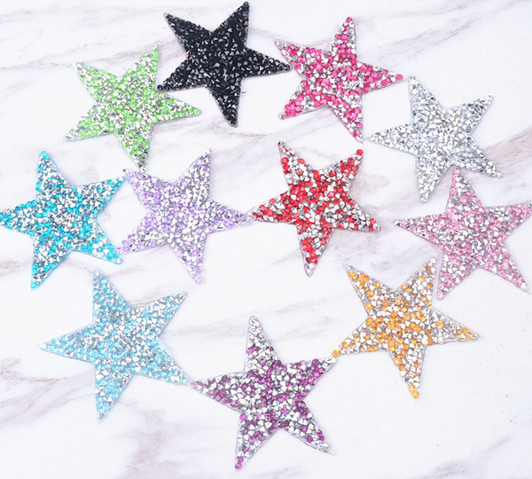 25pcs/lot star 6cm design Hotfix rhinestones Motifs Iron on Patches heat transfer Motif crystal strass Applique for clothing craft