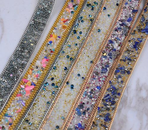 1 yards 2cm width crystal beaded rhinestone trim strass banding bridal beaded applique chain in iron on wedding dress