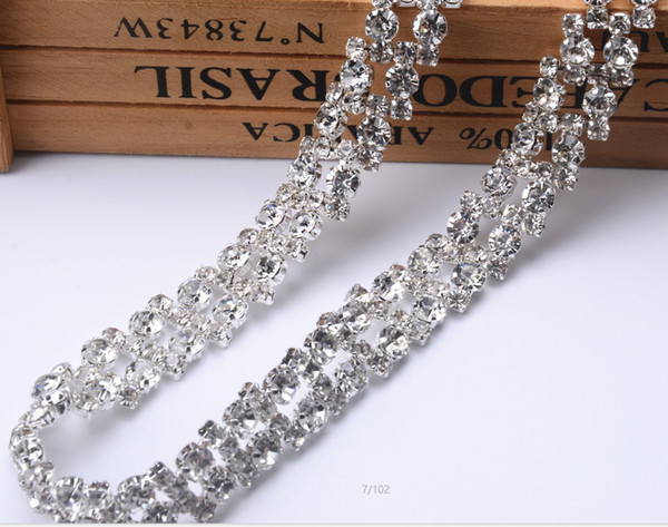 2 Yard Beautiful Rhinestone Crystal Silver Tone Chain Costume Applique Trims Sewing Free shipping