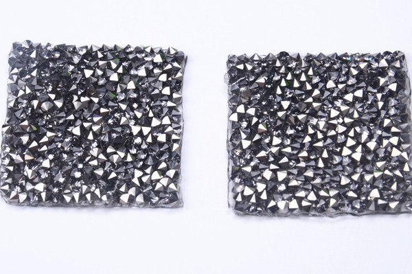 Square black diamond Hotfix Rhinestone motifs 4cm 20pcs/lot iron on transfer Applique patches for clothing shoe bags craft diy