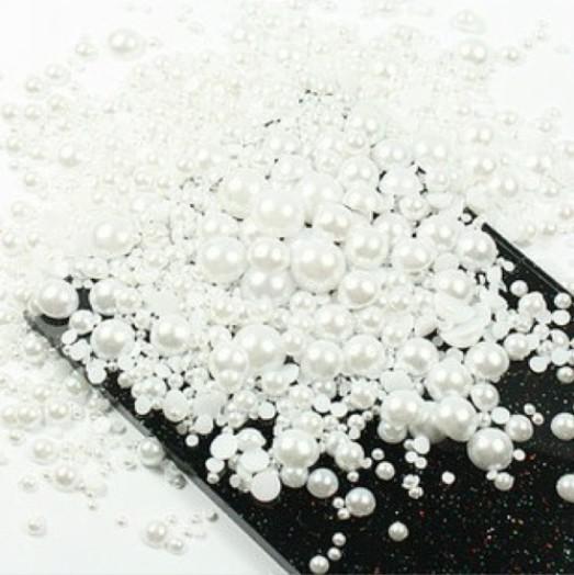 1000pcs Mixed Size 2-10mm White color Flatback Half Round Pearls For Craft Cell Phone DIY