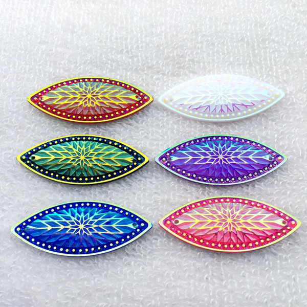 40 PCS/lot 20*50mm Random mixed AB Resin Horse eye Flatback Rhinestone Wedding decoration 2 Hole -A94A*5