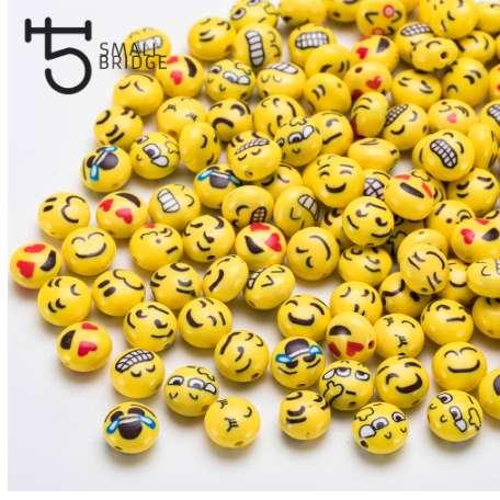 25pcs 12mm Smile Face Fimo Polymer Clay Beads for Jewelry Making Girls Diy Bracelet Perles Loose Round Candy Beads C602