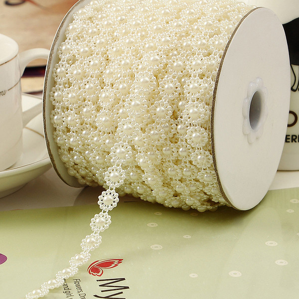 10mm Manual Sunflower Imitation Pearl Chain DIY Crafts Wedding Jewelry Garment Accessories Ivory and White DHL Shipping Free