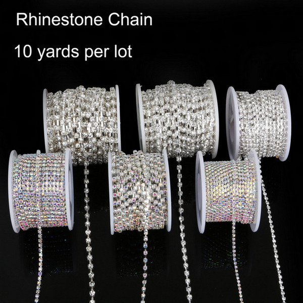 10yard SS6-18 Rhinestone Chains Copper Claw Transparent Glass Rhinestone DIY Jewelry Craft Apparel Sew On