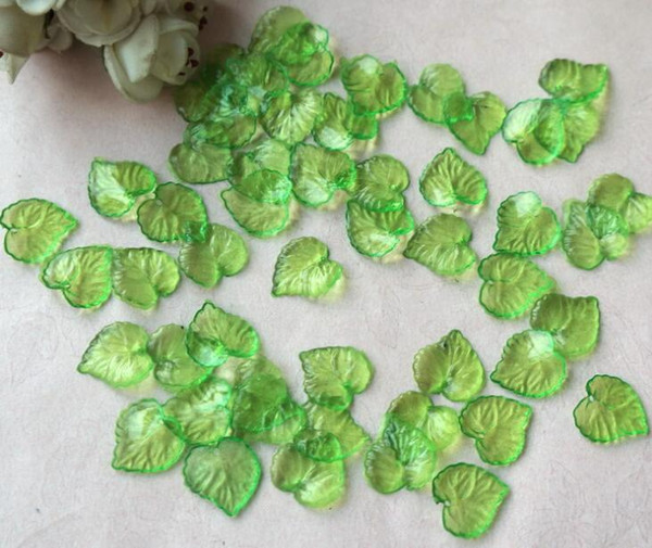 1800pcs 16mm Beautiful Transparent Acrylic Green Leaf Beads Bead With Hole For Hair Peice Tiaras Jewelry Scrapbooking Craft DIY