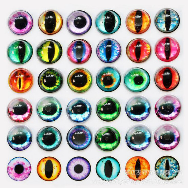 Round 8MM-20MM Glass Dragon Cat Devil Eyes Cabochon Crystal Charms Stone Accessories - Multi Color Pattern DIY Crafts