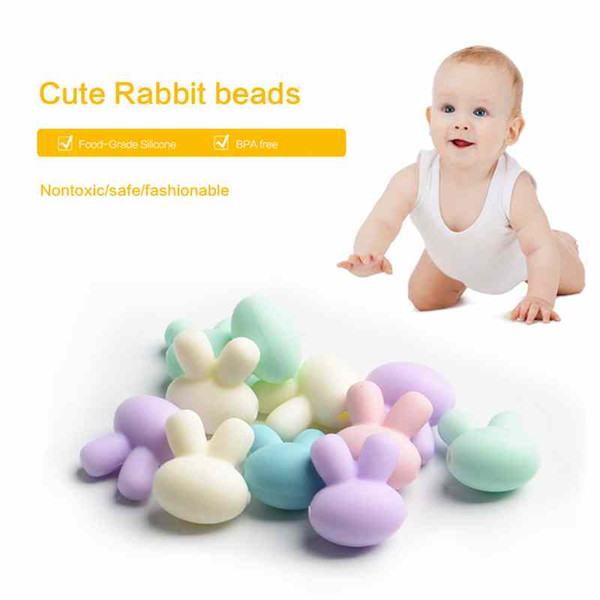 2019 Rabbit Ear Food Silicone DIY Teething Beads For Baby Teether Pendant Baby Chewable Silicone Beads Bracelets Necklaces For Adult Toddler