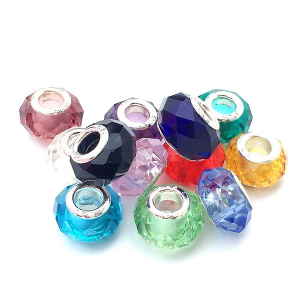 Multicolor Crystal Beads Charm Teal Faceted Lampwork Murano Glass Beads Fit Pandora Bracelet & Bangle DIY Jewelry