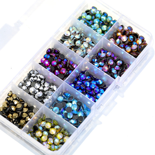 5000pcs Mix Colors AB With Box 10 Colors DMC Hot Fix Rhinestones Crystal Glass Strss Hotfix Rhinestones For Garment