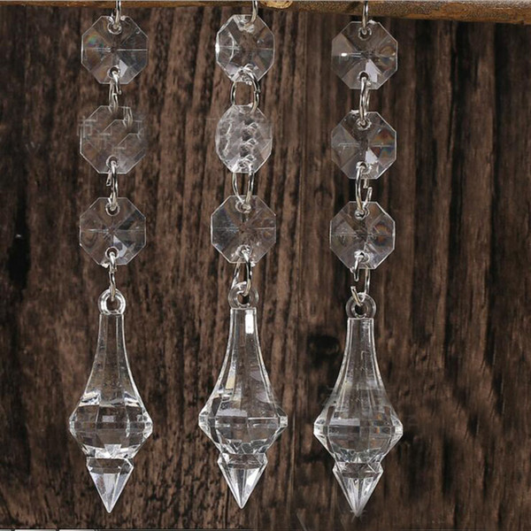 Acrylic Crystal Bead Garland Strand 14 mm Bead Chains Drop Pendant Wedding Props Centerpiece Manzanita Tree Curtain Decoration Hanging Decor