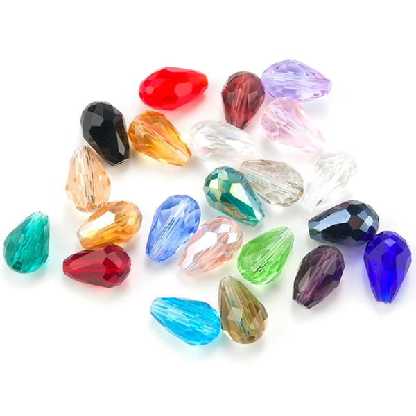 Top Quality 6X8MM,8X10MM Crystal Tear Drop Shape Beads Glass Beads Loose Spacer Round Beads For Jewelry Making DIY 24 colors