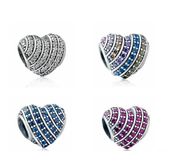 Valentine's Day Love Heart-shaped Zircon Bead Diy Jewelry Creative Accessories free shipping