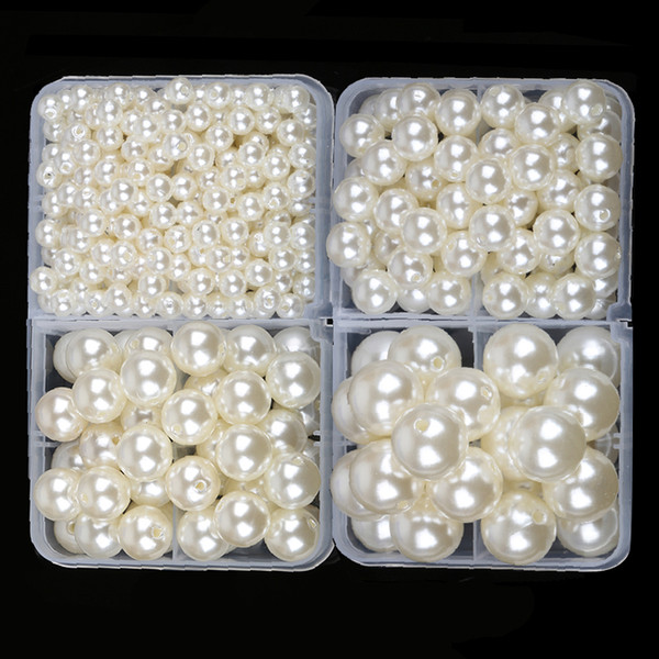 White ivory round imitation plastic pearl beads for jewelry accessories Beads & Jewelry Making 4mm-20mm straight holes