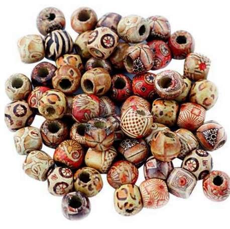 100PCs Mixed Wooden Beads Big Hole Beads Fit Charm Bracelet DIY For Jewelry Making 9x10mm