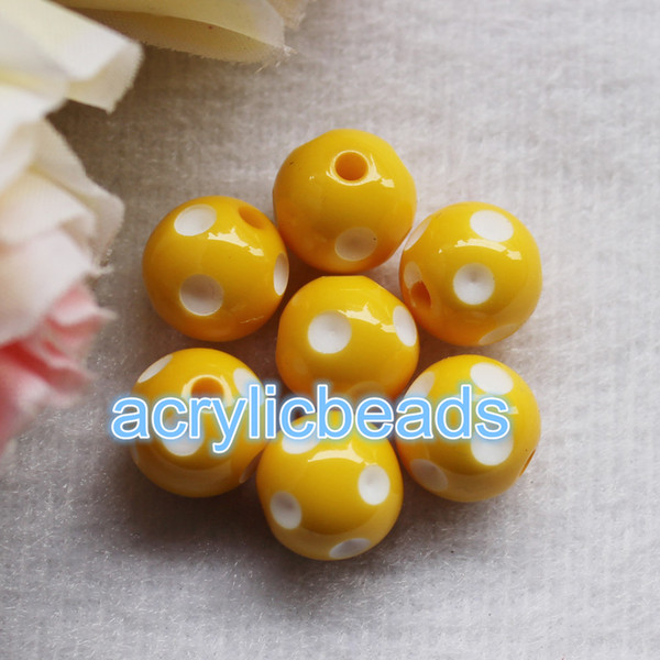 20PCS Wholesale Price 24MM Large Chunky Acrylic Gumball Polka Dot Round Resin Beads Plastic Bubblegum Balls Jewelry Making DIY