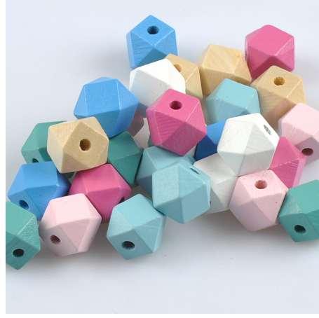 12mm 30pcs Mixed Crown Wooden Cube unfinished geometric Beads For Jewelry making MT2041X