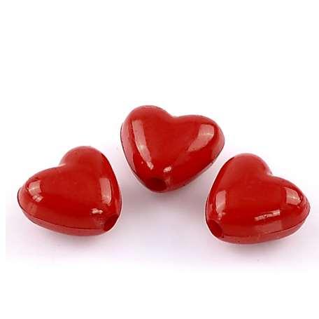 DoreenBeads Acrylic Charm Beads Love Heart Red 11x10mm,50PCs new