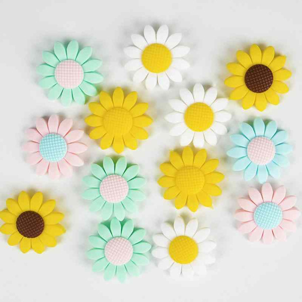 Creative Sunflower DIY Silicone Teething Beads Baby Teether Chewable Silicone Beads Pendant Scattered Beads Bracelets Necklaces Accessories