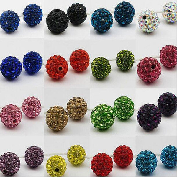 8mm Ball Crystal Shamballa Bead Bracelet Necklace Beads Hot New Beads Lot Rhinestone DIY Spacer 50Pcs/lot Mixed Multi Color