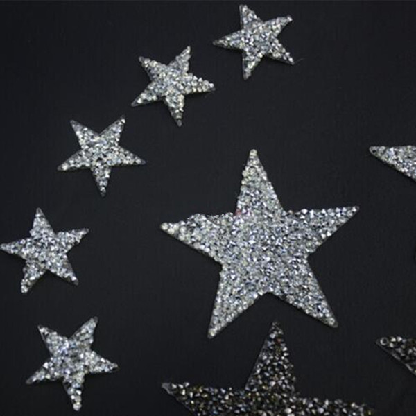 Sparkling Rhinestone Five-pointed Star Pattern Clothes Patches Fashion Sequined Shoes/hats/bags Appliques Bling Iron-on Patches