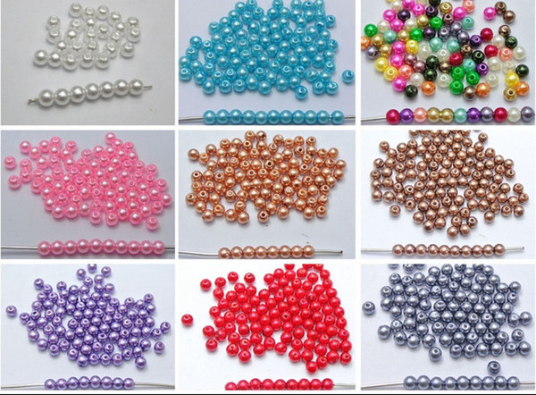 19colors Cheap High quality 1000 Pcs 6mm colorful Faux Pearl round beads imitation pearls Straight hole Pick Your Colour Free shipping