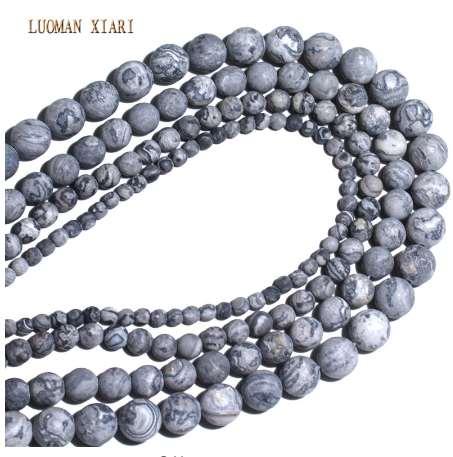 Wholesale Natural Dull Polish Map Matte Stone Beads For Jewelry Making DIY Bracelet Necklace 4/6/8/10 mm Strand 15''