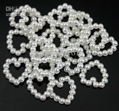 200pcs White Pearl Bead Shaped Heart For Wedding Cardmaking Craft 11mm