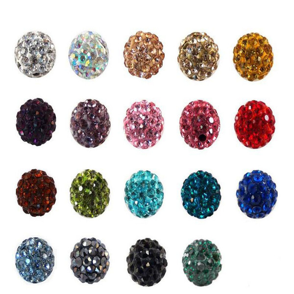 8mm Mixed Multi Color Ball Crystal Shamballa Bead Bracelet Necklace Beads Hot New Beads Lot Rhinestone DIY Spacer 50Pcs/ lot