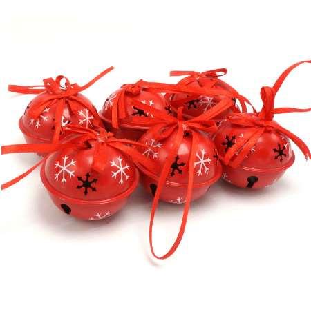 Christmas decoration 6pcs red iron small bell for home snowflake 50mm jingle bell Christmas tree decoration supplies