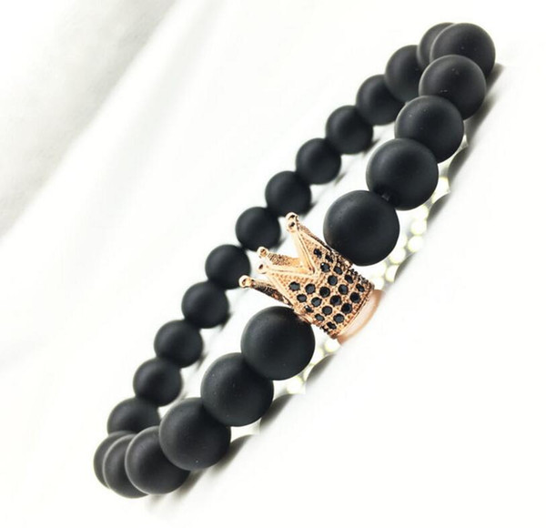 Volcanic stone Bracelets lovers 2018 fashion Handmade matte crown yoga Buddha Beads Natural Stone Bracelets for Men Women Jewelry wholesale