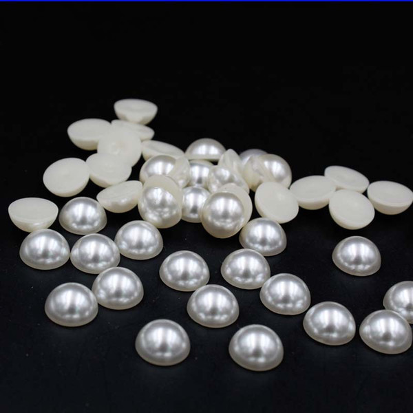 Loose Half Pearls Milky Acrylic Flatback Pearls Round Shape Flat Back Pearls Beads 6mm 8mm 10mm 12mm 14mm 16 mm