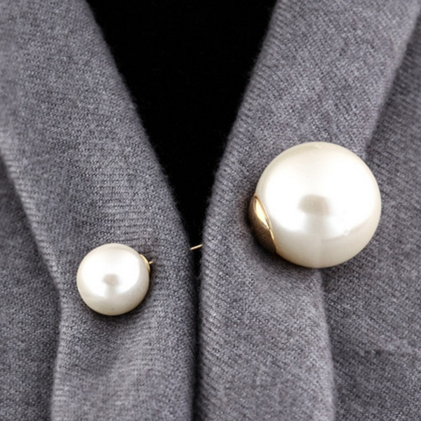 Pearl Big Brooch Wedding Accessories hot Sale High Quality Vintage Style Plated Clear Double head Imitation