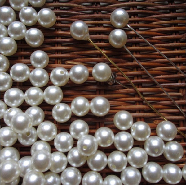 Cheap High quality 1000 Pcs 3mm-14mm white round bead imitation pearls one hole ABS pearls Free shipping