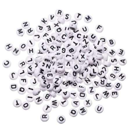 1000pcs White Round Alphabet Bead Acrylic Beads Mixed Letter DIY Loose Beads For Beading Bracelet Jewelry Accessories 7mm(1/4