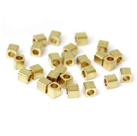 DoreenBeads High Quality Copper Seed Beads Cube Light Golden DIY Findings About 2mm x 2mm, Hole: Approx 0.5mm, 50 PCs new