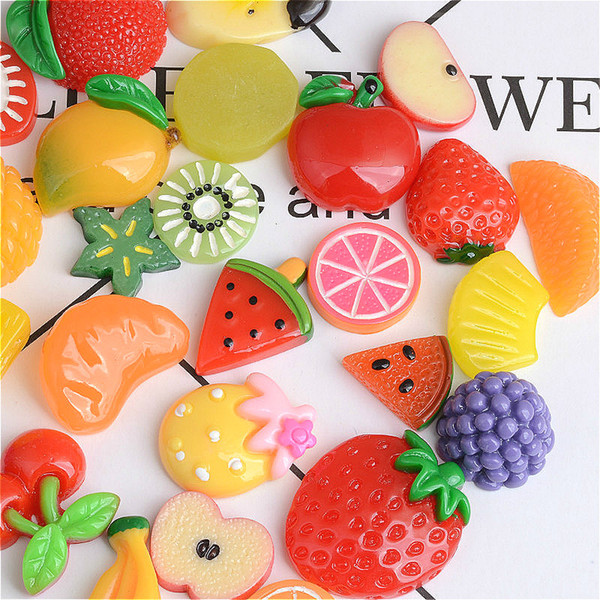 Wholesales 30pcs/set Resin Dessert Fruit Beads DIY Phone Accessories Craft Suplies Jewelry Home Room Decor Arts and Crafts