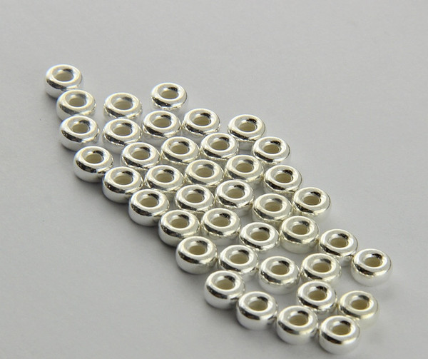 50 pieces DIY charm 925 sterling silver beads in shape of wheel, central drelled item for necklace or bracelet making