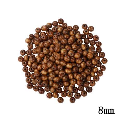 8MM Charms Beads Natural Diy Wooden Beads Set 300pcs/Lot Coffee Brown DIY Wood Beads For Jewelry Making Round Hole Beaded