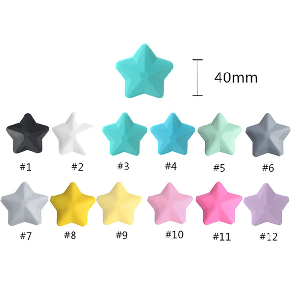 10pcs/lot Silicone Beads Star BPA Free Silicone Teething Beads Baby Chew Teething Necklace DIY Pacifier Clips Accessory