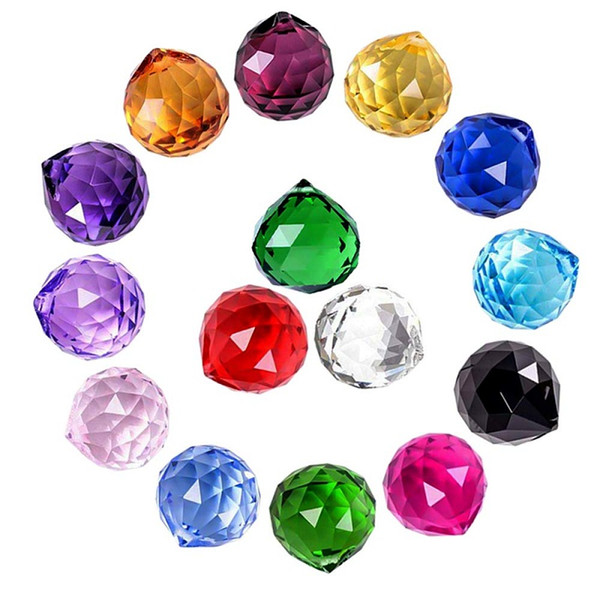 30mm Colorful Crystal Ball Prism Suncatcher crystal Rainbow Pendants Maker Hanging Crystals Prisms for Windows for Gift