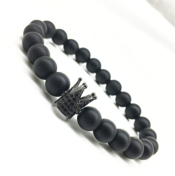 Volcanic stone Bracelets lovers 2018 fashion Handmade matte crown yoga Buddha Beads Natural Stone Bracelets for Men Women