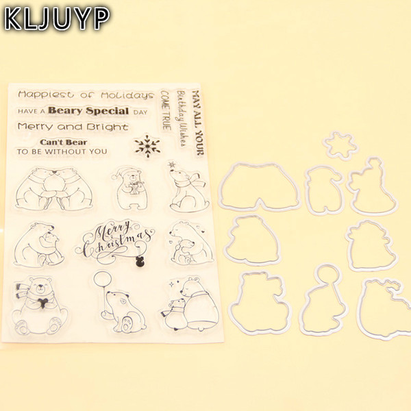 wholesale Cute Winter Bears Stamp Metal Cutting Dies Stencils for DIY Scrapbooking/photo album Decorative Embossing DIY Paper Card