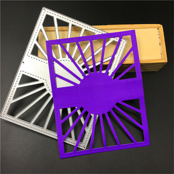 GJCrafts Rectangle Sunshine Frame Metal Cutting Dies Stencils for Scrapbooking Paper Card Decor Craft Dies Embossing 140*115mm