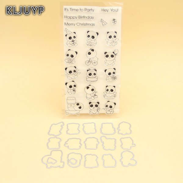 wholesale Cute Pandas Stamp Metal Cutting Dies Stencils for DIY Scrapbooking/photo album Decorative Embossing DIY Paper Card