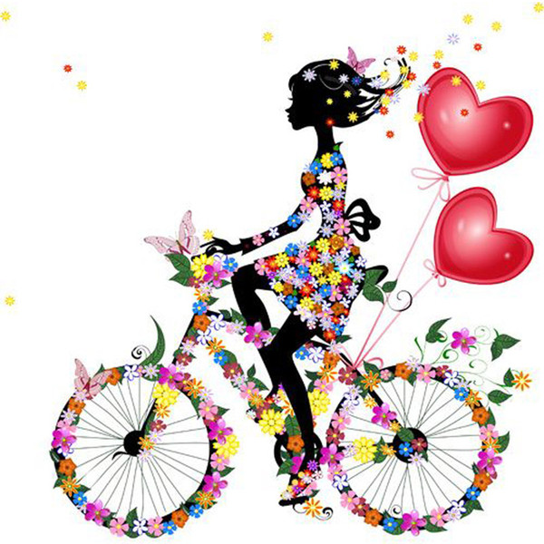 A2219 Cartoongirlbike 50*50cm Diamond Embroidery Painting Home Decor Diamond Crossing stitch 100% Resin Tool dril Painting Mosaic Needlework